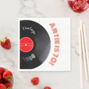 Vintage 1956 Record 70th Birthday Retro Stripe Napkins