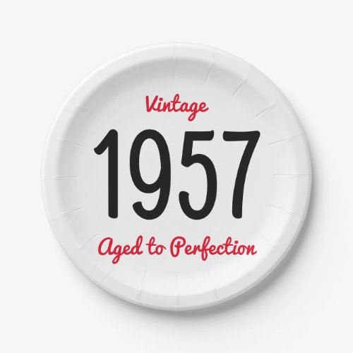 Vintage 1957 Aged To Perfection 60 Birthday Party Paper Plates