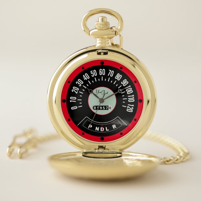 Vintage 1957 Classic Car Speedometer Template Pocket Watch (Inside)