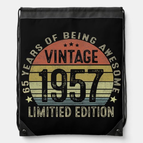 Vintage 1957 Limited Edition 65 Year Old Gifts Drawstring Bag