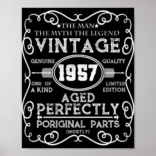 Vintage 1957 Man Myth Legend 64th Birthday Poster