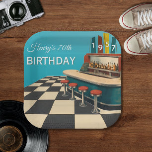 Vintage 1957 Retro Diner 70th Birthday Paper Plates