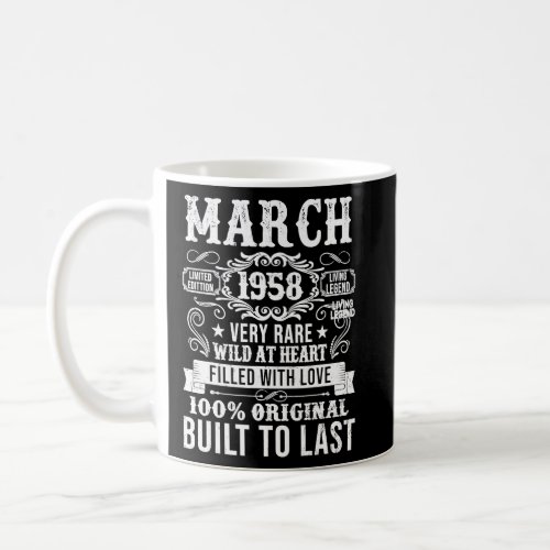 Vintage 1958  65 Years Old March 65th Birthday Men Coffee Mug