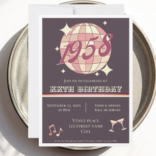 Vintage 1958 66th birthday retro purple Invitation