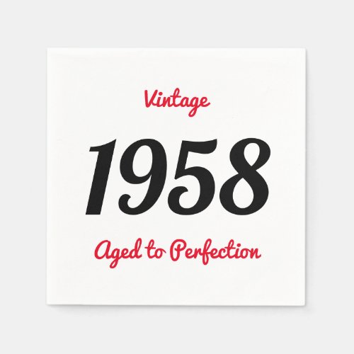 Vintage 1958 Aged To Perfection 60 Birthday Party Napkins