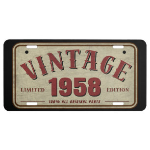 Vintage 1958 Limited Edition All Original Parts License Plate