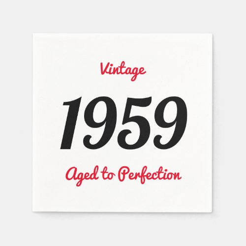 Vintage 1959 Aged To Perfection 60 Birthday Party Napkins