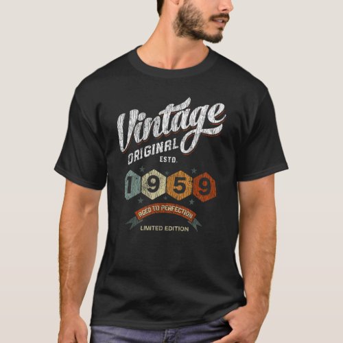 Vintage 1959 Bday Aged To Perfection 62nd Birthday T_Shirt