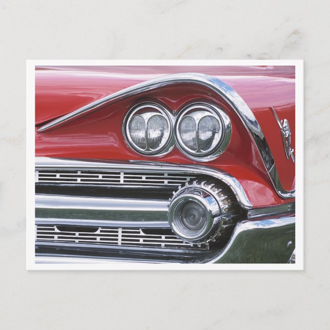 Vintage 1959 Classic Car Grill Photograph Postcard (Front)
