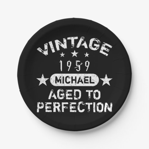 Vintage 1959 Personalized Grunge Paper Plates