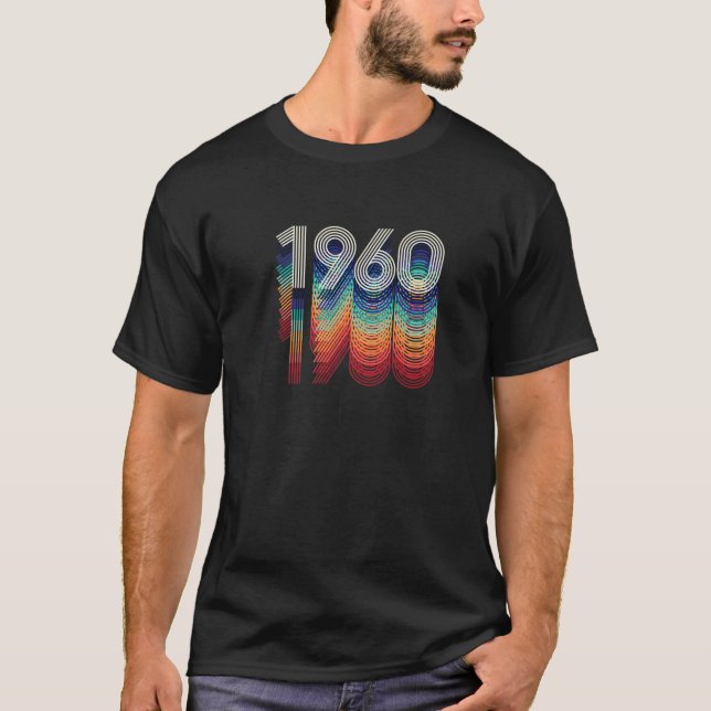 Vintage 1960 60Th Birthday Gift Retro T-Shirt (Front)