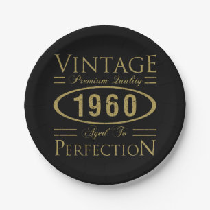 Vintage 1960 60th Birthday Premium Quality Paper Plates