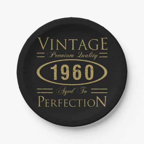 Vintage 1960 60th Birthday Premium Quality Paper Plates