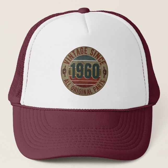 VINTAGE 1960 BIRTHDAY GIFT TRUCKER HAT (Front)