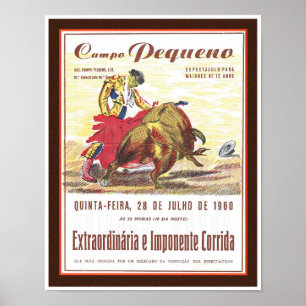 VINTAGE 1960 mcm BULLFIGHT NOTICE Poster