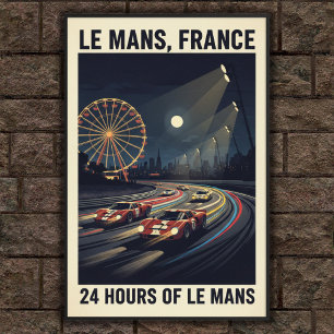 Vintage 1960s 24 Hours of Le Mans Wall Poster