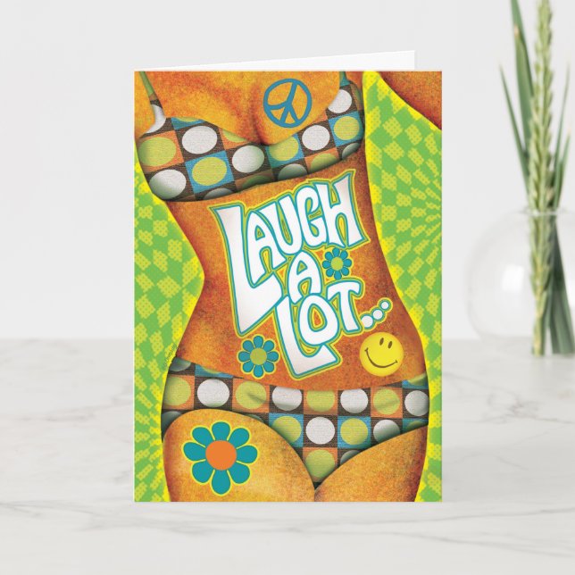 Vintage 1960s Bikini Go-Go Retro Birthday Card (Front)