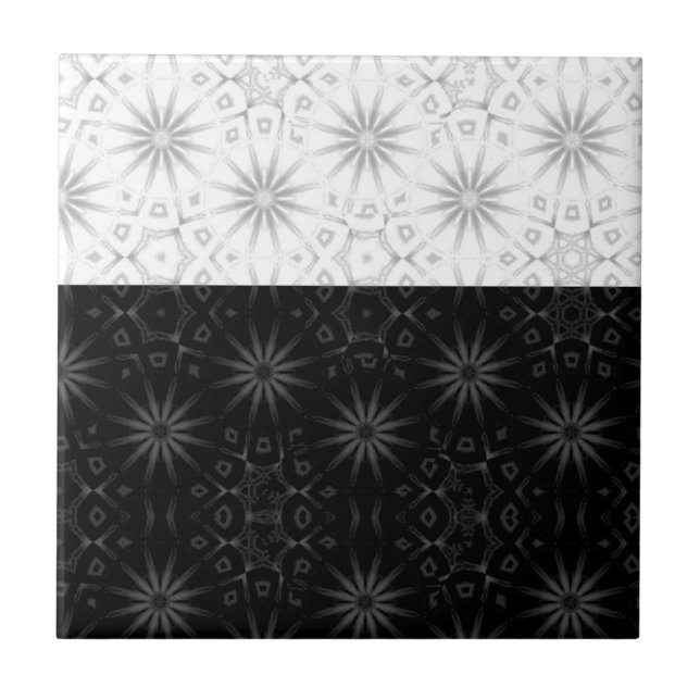 Vintage 1960s Black & White Sun Retro Ceramic Tile (Front)