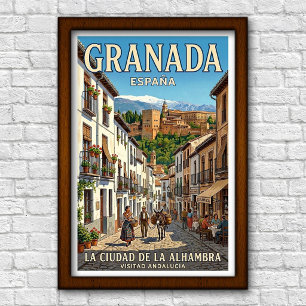 Vintage 1960s Granada, Spain Travel Poster