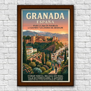 Vintage 1960s Granada, Spain Travel Poster