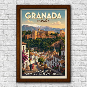 Vintage 1960s Granada, Spain Travel Poster