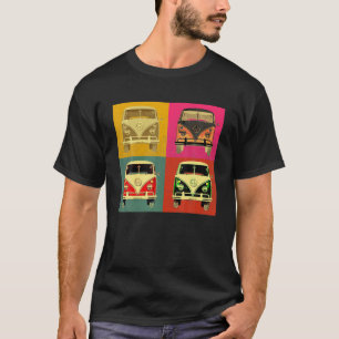 Vintage 1960s Hippie Micro Bus Van Pop Art Styled T-Shirt