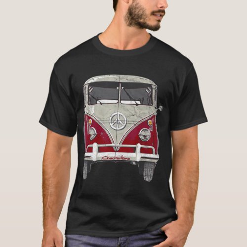 Vintage 1960s Hippie Red Micro Bus Van Surf Gift T_Shirt