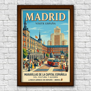 Vintage 1960s Madrid, Spain Travel Poster