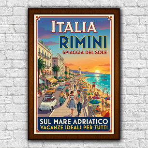 Vintage 1960s Rimini, Italy Travel Poster