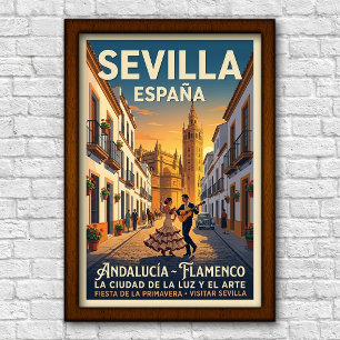 Vintage 1960s Seville, Spain Travel Poster