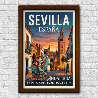 Vintage 1960s Seville, Spain Travel Poster