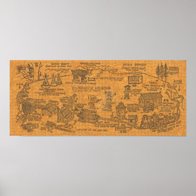 Vintage 1960s Tweetsie Railroad  Poster (Front)