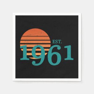 Vintage 1961 60th Birthday Retro Sunset Napkins