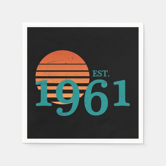 Vintage 1961 60th Birthday Retro Sunset Napkins (Front)