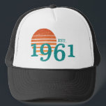 Vintage 1961 60th Birthday Retro Sunset Trucker Hat<br><div class="desc">Vintage 1961 60th Birthday Retro Sunset</div>