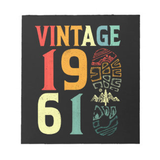 Vintage 1961 61 Year Old Birthday Camping Hiking   Notepad