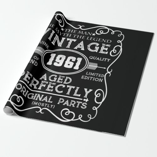 Vintage 1961 Man Myth Legend 60th Birthday Wrapping Paper