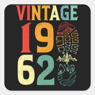 Vintage 1962 60 Year Old Birthday Camping Hiking B Square Sticker