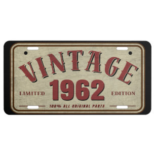 Vintage 1962 Limited Edition All Original Parts License Plate