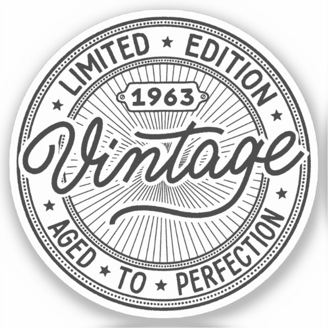 Vintage 1963 Birthday Sticker (Front)