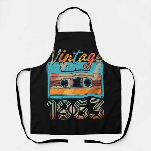 Vintage 1963 Cassette Tape Retro 60th Birthday 60  Apron