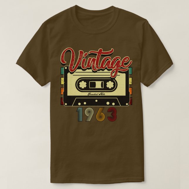 Vintage 1963 Greatest Hits Cassette Tape T-Shirt (Design Front)