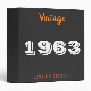 Vintage 1963 limited edition 60th Birthday 3 Ring Binder