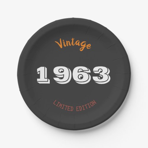 Vintage 1963 limited edition 62th Birthday Gift Paper Plates