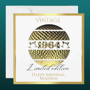 Vintage 1964 60th birthday gold card