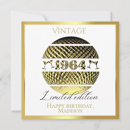 Vintage 1964 60th birthday gold card