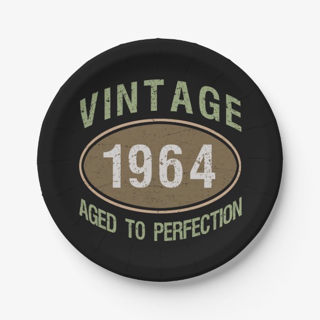 Vintage 1964 60th Birthday Paper Plates (Front)