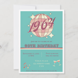 Vintage 1964 60th birthday party card Invitation
