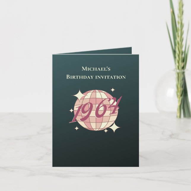 Vintage 1964 60th birthday retro black Invitation (Front)