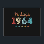 Vintage 1964 60th Birthday Retro Gift 60 year old Postcard<br><div class="desc">This Vintage 1964 retro 60th Birthday design makes a great gift for men & women turning 60 years old. Birthday gifts for him and her. For an awesome grandad,  grandpa or grandma,  mom or dad legend.</div>